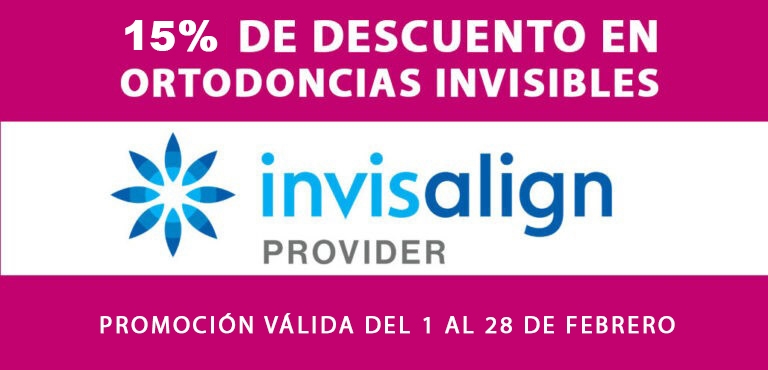 “ATENCIÓN OFERTA: 15% DE DESCUENTO EN ORTODONCIAS INVISIBLES INVISALIGN DEL 1 AL 28 DE FEBRERO DE 2023”. EN CLÍNICA DENTAL ESTHER MAJÁN QUEREMOS PREMIAR A NUESTROS CLIENTES CON UN DESCUENTO DEL 15% EN ORTODONCIAS INVISIBLES REALIZADAS CON LA RECONOCIDA TECNOLOGÍA INVISALIGN PARA TRATAMIENTOS ORTODÓNTICOS INVISIBLES TRANSPARENTES CON FERULAS ALINEADORES INVISIBLES. NUESTROS PRESTIGIOSOS ORTODONCISTAS DENTISTAS LES INFORMARÁN DE LA OFERTA Y DE LAS VENTAJAS DE DICHA TÉCNICA DE TRATAMIENTO DENTAL ODONTOLÓGICO COMO SON LAS ORTODONCIAS.
