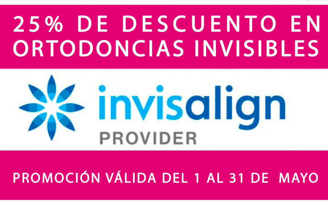 “ATENCIÓN OFERTA: 25% DE DESCUENTO EN ORTODONCIAS INVISIBLES INVISALIGN DEL 1 AL 31 DE MAYO DE 2023”. EN CLÍNICA DENTAL ESTHER MAJÁN QUEREMOS PREMIAR A NUESTROS CLIENTES CON UN DESCUENTO DEL 25% EN ORTODONCIAS INVISIBLES REALIZADAS CON LA RECONOCIDA TECNOLOGÍA INVISALIGN PARA TRATAMIENTOS ORTODÓNTICOS INVISIBLES TRANSPARENTES CON FERULAS ALINEADORES INVISIBLES. NUESTROS PRESTIGIOSOS ORTODONCISTAS DENTISTAS LES INFORMARÁN DE LA OFERTA Y DE LAS VENTAJAS DE DICHA TÉCNICA DE TRATAMIENTO DENTAL ODONTOLÓGICO COMO SON LAS ORTODONCIAS.