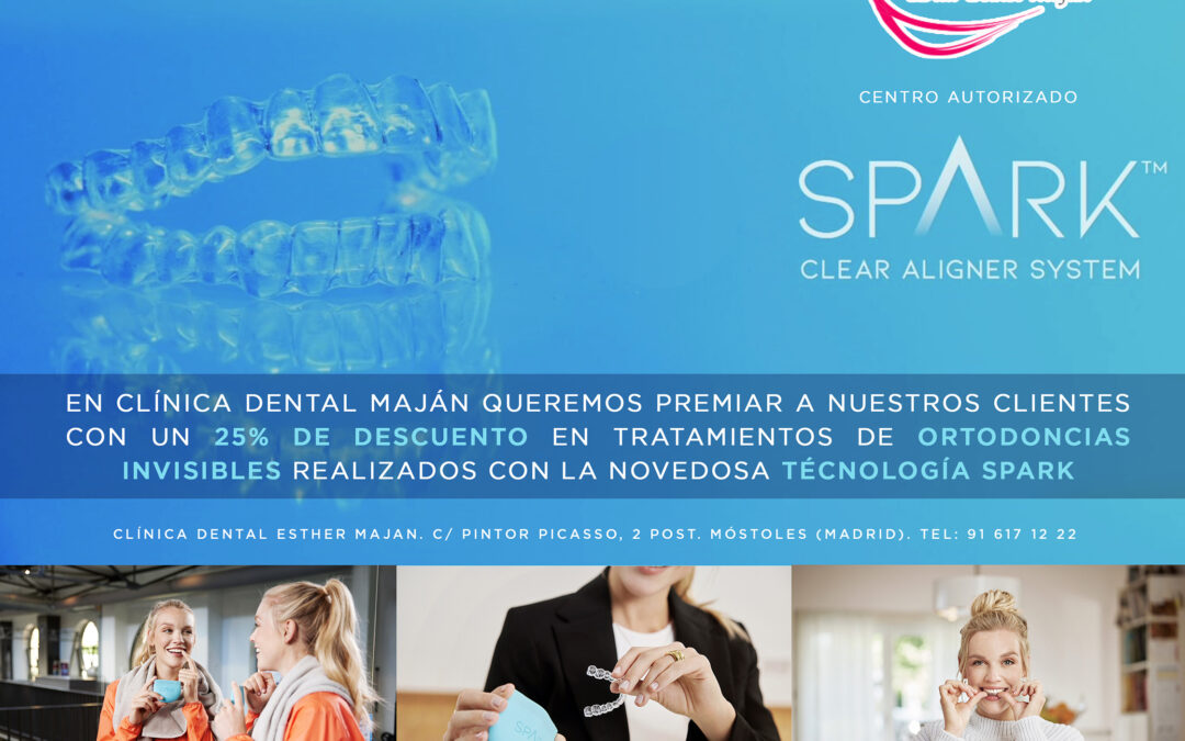 EN CLÍNICA DENTAL MAJÁN QUEREMOS PREMIAR A NUESTROS CLIENTES CON UN 25% DE DESCUENTO EN TRATAMIENTOS DE ORTODONCIAS INVISIBLES REALIZADOS CON LA NOVEDOSA TÉCNOLOGÍA SPARK. (PROMOCIÓN TEMPORAL POR TIEMPO LIMITADO, CONSÚLTENOS).